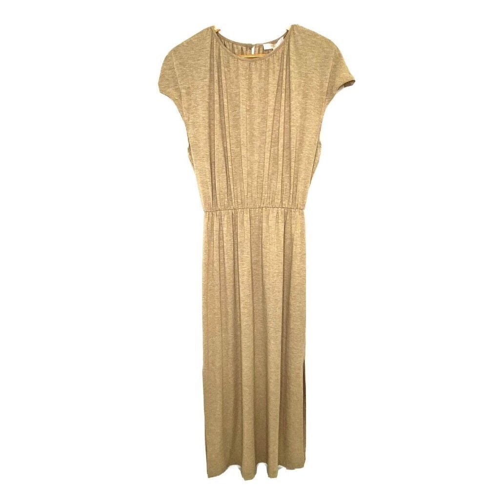 WAYF Cap Sleeve Knit Dress Womens size Small Maxi Dress Pullover Khaki Beige